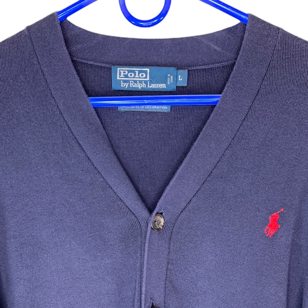 Vintage Polo by Ralph Lauren Men’s Large Cardigan Blue - Picture 3 of 12
